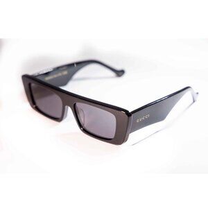 Gucci GG1331S 001 Black/Grey Narrow Rectangular Sunglasses NEW